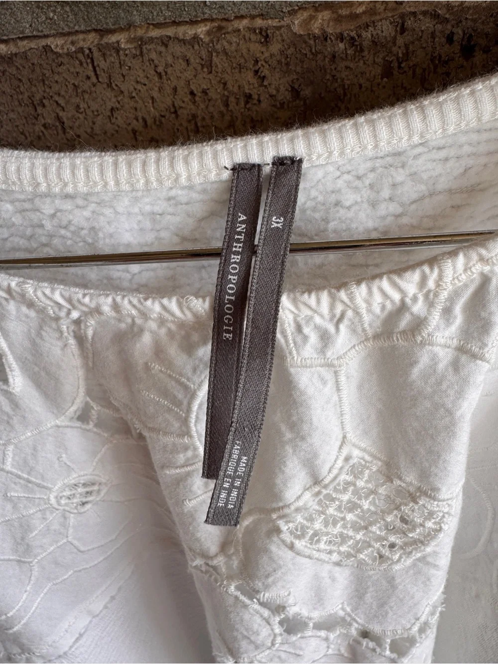 By Anthropologie Lace Cutwork Mutton-Sleeve Top Size 3XL
